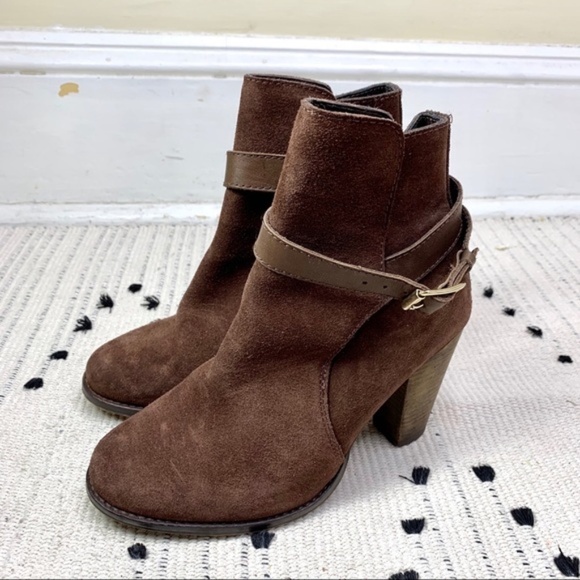 Dune London Quill Brown Suede Leather Ankle Bootie - Picture 1 of 11
